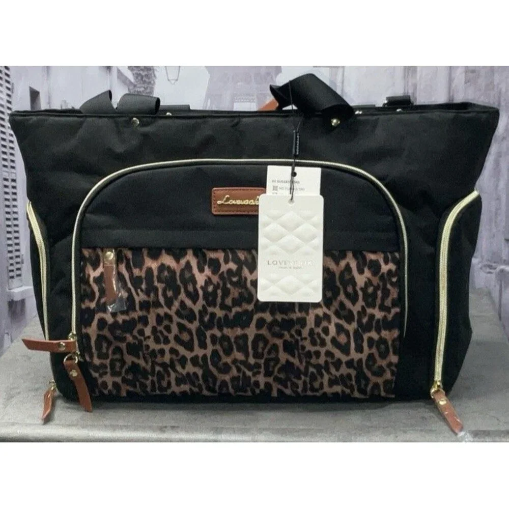 Lovevook Diaper Bag Travel Diaper Tote With Changing Pad For Travel Black